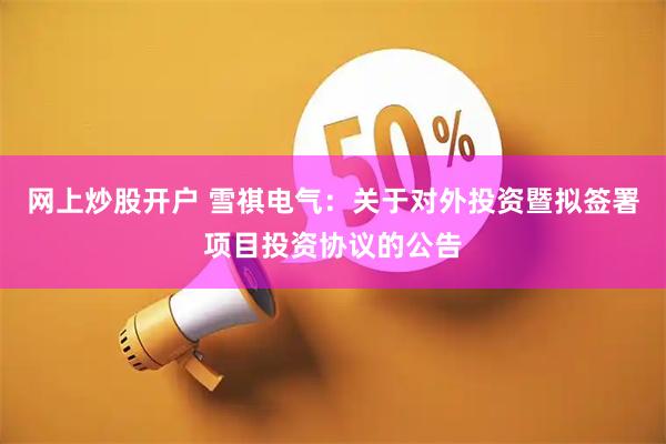 网上炒股开户 雪祺电气：关于对外投资暨拟签署项目投资协议的公告